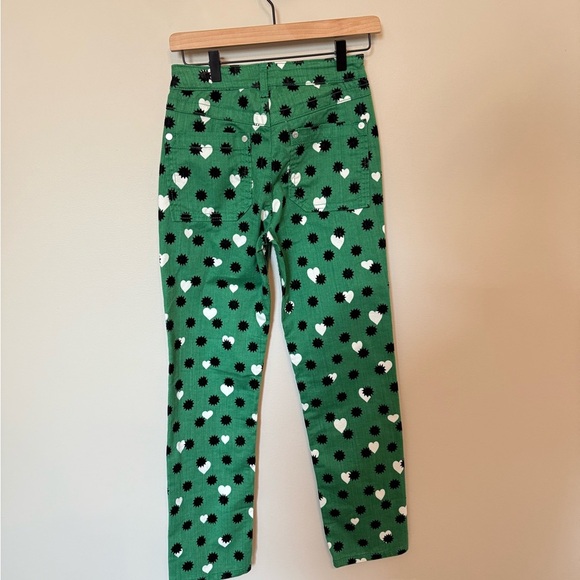 Anthropologie Maeve • NWT The Cigarette Slim Trouser Green Printed Heart Jean 26 - Picture 10 of 12